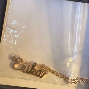 Personalized "Erika" Nameplate Necklace in Gold